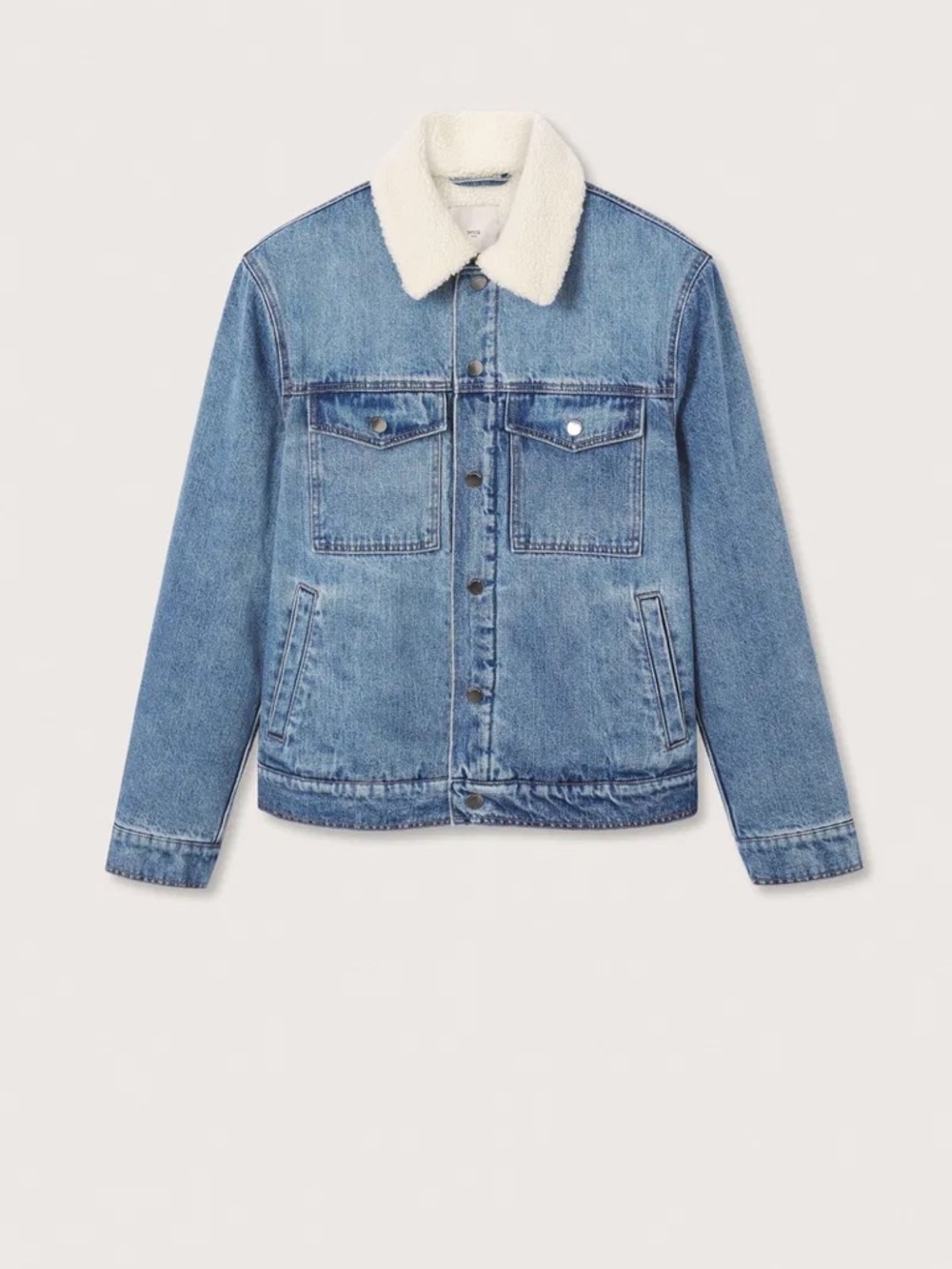 MNG | S | (Oversized) Faux Shearling-Lined Denim Jacket (125$ Retails) - Picture 2 of 7